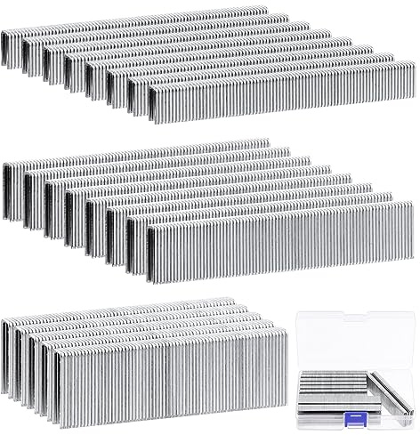 Tanstic 2816 piezas kit de grapas de corona estrecha calibre 18 de 1/4, 1/2, 3/4, 1 grapas galvanizadas de uso pesado de acabado de corona estrecha para grapadora neumática eléctrica (plateado)