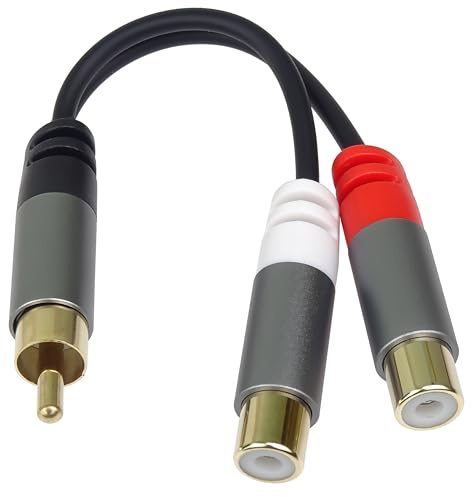 PremiumCord Répartiteur de Câble HQ Cinch vers 2x Cinch, Mâle vers 2x Femelle, RCA, Audio, Blindé, Connecteur Métallique, Couleur Noir, M/F, Longueur 15 Cm