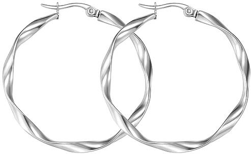 day.berlin Creolen Celio 18k vergoldet | Damen Ohrringe gedreht 35mm Durchmesser 2mm stark, 316L Edelstahl nickelfrei & wasserfest