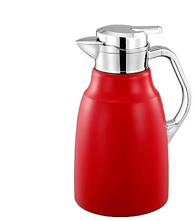 Carafe Thermique Thermos de Grande capacité 2L, Thermos Haut de Gamme en Acier Inoxydable 316, cafetière d'extérieur, théière avec Filtre Thermos a The (Color : Rosso)