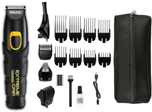 Wahl Extreme Grip Advanced Multigroomer, 240 Minuten Laufzeit, Nasenhaartrimmer für Männer, Stoppeltrimmer, Pflegeset für Männer, Body Trimmer für Männer, waschbare Wechselköpfe
