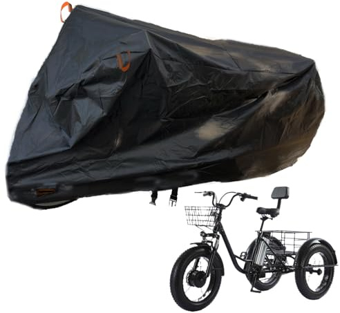Recumbent Bike Cover,600D Heavy Duty 24 26 inch 3 Wheel Bike Covers,Outdoor Windproof Waterproof Adult Tricycle Cover,Dustproof Electric Trike Bicycle Bike Covers