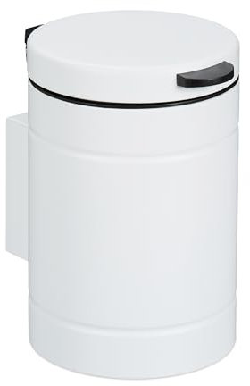 Relaxdays Cestino da Bagno da Muro, Pattumiera 3 L, Chiusura Automatica Secchio Interno Estraibile, in Metallo, Bianco
