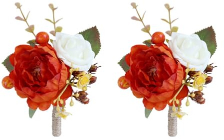 2 Stück Bräutigam Anstecknadel Boutonniere Bräutigam Boutonnièr Ansteckblume Hochzeit Boutonniere Hochzeit Rose Handgelenk Blume Hochzeit Künstliche Ansteckblume Braut Blumen Corsage