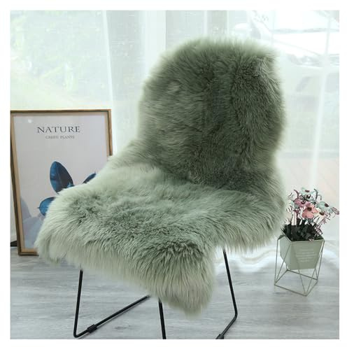 SMTCM Faux Lambskin Sheepskin Rug 60 x 90 cm - Imitation Wool Carpet, Longhair Fur Look, Fluffy Soft Floor Mat for Chair, Sofa, Living Room