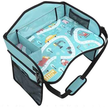 WNYAILLL Auto Tisch Kinder, Tragbarer Autositz Tabletttisch, Auto Tisch Kinder Rücksitz Auto Schreibtisch, Klapptisch für Fahrzeuginnenraum, Organizer für Getränke und Essen(Green)