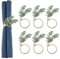Qaestuan 6 Piezas Servilleteros de Eucalipto, con Hojas Verdes Cuentas de Madera de Eucalipto, Estilo Bohemio Anillos para Servilletas, Set Servilleteros Rústicos, para Pascua, Bodas, Decoración