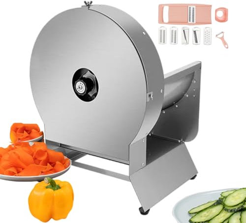 forplubossmmp Cortadora De Alimentos Eléctrica, Cortadora De Verduras Comercial con Juego De Ralladores De 7 Piezas, Cuchillos Y Cortadores Eléctricos, Cortadora De Ensalada Profesional,Round