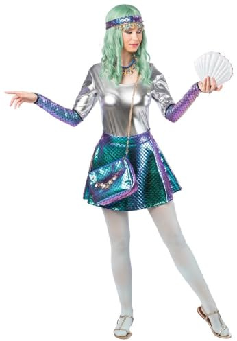 Rock Meerjungfrau lila türkis | Fischschuppen Schuppen Rock kurz | Kostüm Karneval Fasching Damen (DE/NL/SE/PL, Alphanumerisch, S, M, Regular, Regular, blau lila)