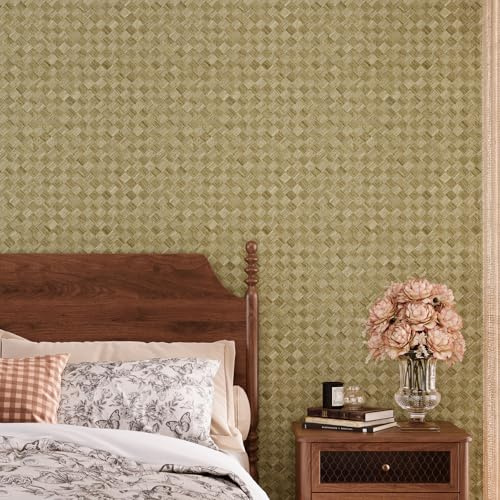 VaryPaper Tapete Stoffoptik Braun Strukturtapete Vintage 40cmx200cm Klebefolie Möbel Rattan Gurtband Dekofolie Möbelfolie Klebe Tapete Selbstklebend Schlafzimmer Badezimmer Kommode schrankfolie