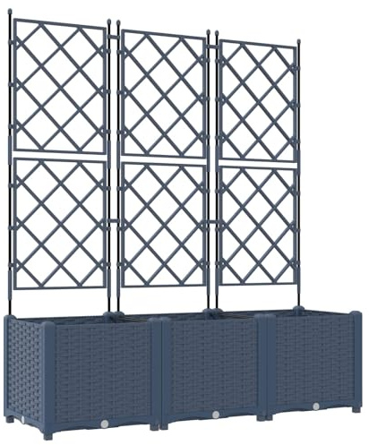 vidaXL Trädgårdsplanterare 3 pcs Grå 120 x 40 x 143 cm Stål, Trädgård och Terrass, Modern Stålplanterare, Väderbeständig Utomhusbehållare, Hållbar Växtställning