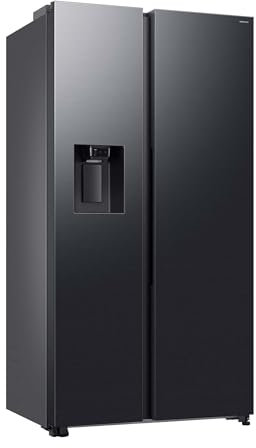 Samsung RS70F65KDFEF Side-by-Side Kühl-Gefrierkombination, AI Kühlschrank mit Gefrierfach, 178 cm, 640 l, Eis-/Wasserspender mit Wassertank, AI Energy Mode, Metal Cooling, Black Steel