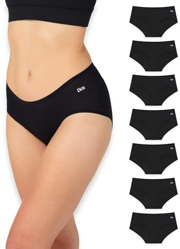 Bea Lot de 7 Culottes en Bambou pour Femme, Culotte pour Femme en Bambou Ultra-Douce, sous-Vêtements Féminins Respirants, Couvrants, à Taille mi-Haute