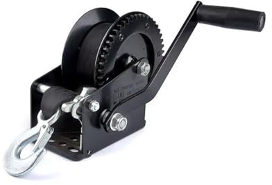 Treuil Manuel De Qualité Supérieure, 1600 Lb, Noir, Pour Remorque De Bateau, Guindeau, Cabestan, Avec Sangle, Treuil D'Ancrage Pour Levage De Moteur, Arbres Et Autres Équ（A-10M Cable 1600Pounds）