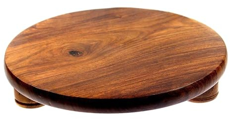 Sheesham Wood Chakla Board – Traditional Roti/Chapati Rolling Board with Non-Slip Feet – Handmade Wooden Pastry Board for Kitchen & Baking Use (Round, 9-Inch)