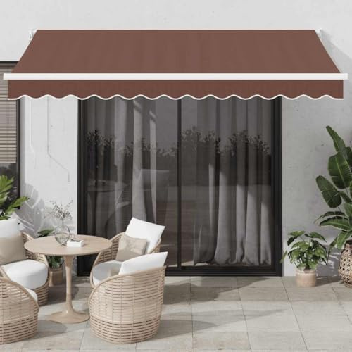 Tenda da Sole Automatica con Telecomando, 350x250 cm, Tessuto Marrone UV+Alluminio, Tendone da Esterno per Patio e Balcone, Ombreggiatura Elettrica