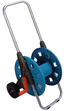 Carrello avvolgitubo portatile da giardino con ruote, contiene un tubo da 60 m, soluzione di irrigazione facile per esterni per giardini domestici