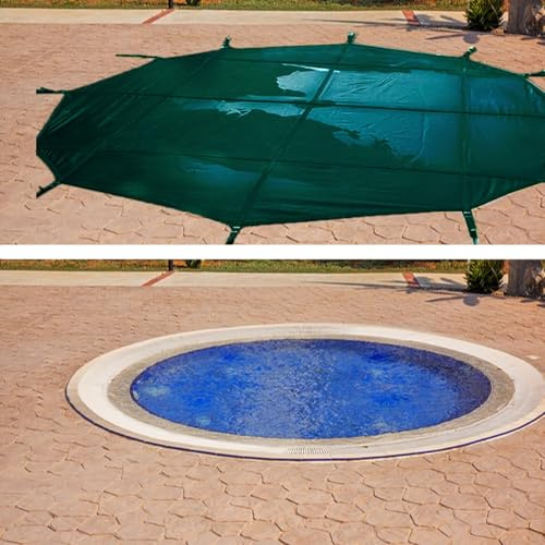 LZMZMQ Copertura Piscina Coperture per Piscine Fuori Terra Invernali da 730cm, Coperture per Piscine con Rete di Sicurezza, Cubierta Rigida per Piscina/Copertura Anti-Foglie(Green,35ft/10.7m)