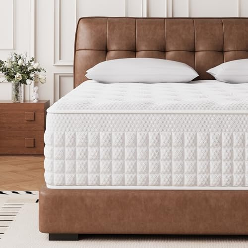 Hieptos Matelas 140x190 cm, Épaisseur 28cm, 9 Zones de Confort, Matelas à Ressorts Ensachés et à Mémoire de Forme, Hybride Matelas,H3 H4 Moyenne Ferme, Doux pour La Peau et Respirant，Soutien Parfait