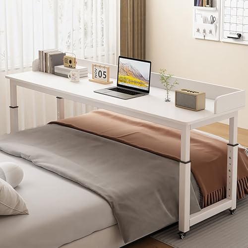 ZYZSY Über-Betttisch Auf Rollen, Laptoptisch höhenverstellbar 77-102cm, Ergonomischer Steh-Sitz Tisch Computertisch, für Wohnzimmer Schlafzimmer Krank(White,180 * 40cm/71 * 16in)