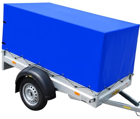 PEESHON Bâche pour Remorque 210×114×90 cm, Bache de Protection avec œillets, 6 Boucles & Sangle 8 m, Bâche pour Camion, Imperméable, Anti-Poussière, Résistante aux UV, Fabriquée en Tissu Oxford 600D
