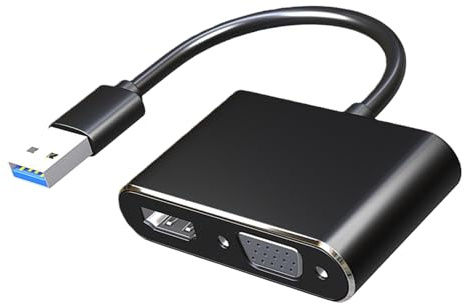 REITINGE Adaptateur double sortie HDTV VGA USB3.0 pour une conversion vidéo haute définition prenant en charge une meilleure productivité Adaptateur double écran