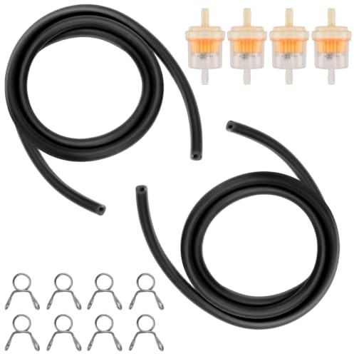 Kraftstoffschlauch 5mm 6mm Set, Benzinschlauch mit Filter & Schellen, für Rasenmäher Kleinmotoren Generatoren