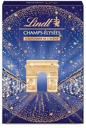 Lindt - Calendrier de l'Avent CHAMPS-ÉLYSÉES - Assortiment de Chocolats au Lait, Noirs et Blancs - Pralinés, Croustillants et Onctueux - Idéal pour Noël, 245g