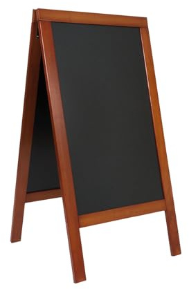 Securit Standtafel, zusammenklappbar, 70 x 135 cm, lackiert, mahagonifarben | Für Kreidemarker - Wetterfest - Lackiertes Holz