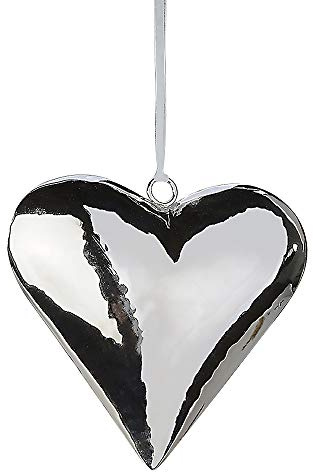Formano Deko Herz gefertigt aus Edelstahl zum Aufhängen, Höhe ca. 18 cm, Silber-glänzend
