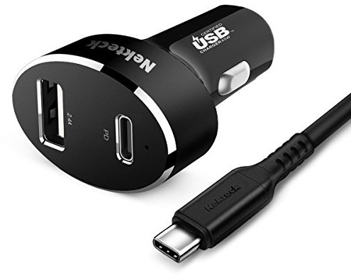 Typ C Autoladegerät, Nekteck USB Autoladegerät mit 45W Power Delivery und 12W USB A Port Kompatibel mit iPhone, iPad, MacBook, Galaxy, Google Pixel, 3.3ft USB C Kabel inklusive