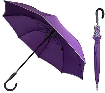Sicherheitsschirm Damen - mit gratis Videokurs | Unzerbrechlicher Sicherheits-Regenschirm Selbstverteidigung | Security Defense Umbrella unbreakable Aubergine