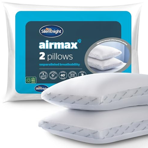 Silentnight Airmax Pillow Pack of 2 – Air Mesh Sides Maximising Airflow Preventing Overheating for a Cool Night's Sleep – Machine Washable and Hypoallergenic Bed Pillow 2 Pack