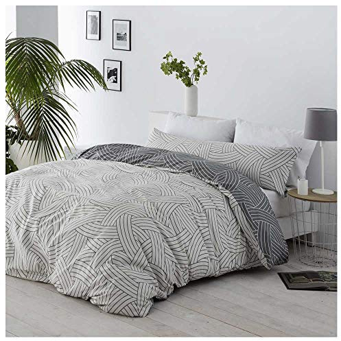 COTTON ARTean Funda Nordica Cama de 90 Salinas Gris Microfibra Botones | Incluye 2 piezas: F.Edredón 150x220 +1 F.de Almohada Cierre Botones. Certificado OEKO-TEX