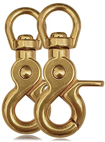 Ganzoo Scheren-Karabiner Haken mit Dreh-Kopf, Dreh-Gelenk, 2er Set, Gold, 61 mm, aus legiertem Stahl, rundes Schnellverschluss-Design, passend für Hundeleine Halsband, Paracord 550, Schlüsselanhänger