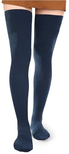 Moon Wood Overknees Strümpfe Damen Dicke Warme Thigh Highs Überkniestrümpfe | Gestrickte Oberschenkel Overknee Socken Bunt aus Baumwolle, Weiche Extra Lange Thermo Stiefel kniestrümpfe für Kostüm
