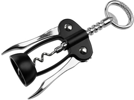 Fackelmann Specter 49761 - Sacacorchos con palanca, abrebotellas de vino, color negro mate, plástico, acero, 16,5 x 5,5 cm