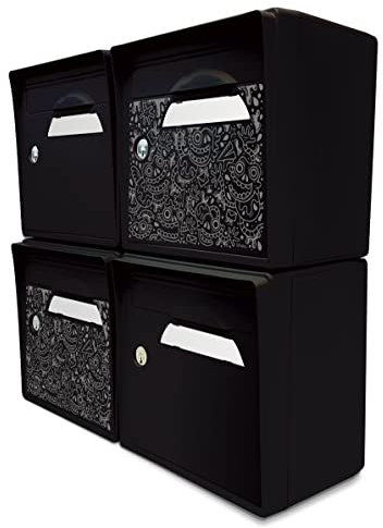 Pack de 4 boîtes aux Lettres murales - 2X The Black Maniac [SKWAK] - 2X Noir Intense