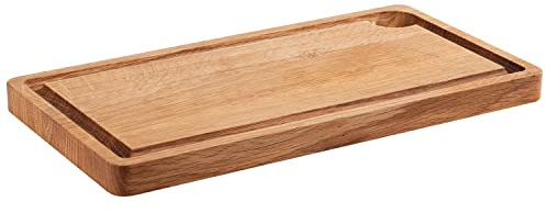 APS 754 Serveringsbräda SIMPLY WOOD av oljat ekträ, GN 1/3, med fördjupning (Ø 4 cm) och juicegrinne, 32,5 x 17,6 x 2 cm