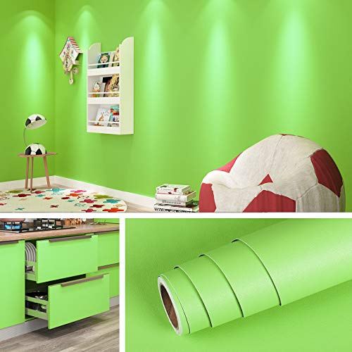 Livelynine Tapete Grün Uni Abwaschbar 40CMx10M Selbstklebende Tapete Grün Matt Kinderzimmer Schlafzimmer Wand Tapeten Kinder Klebefolie Grüne Möbelfolie Küche Grüne Matt Selbstklebende Folie Rolle