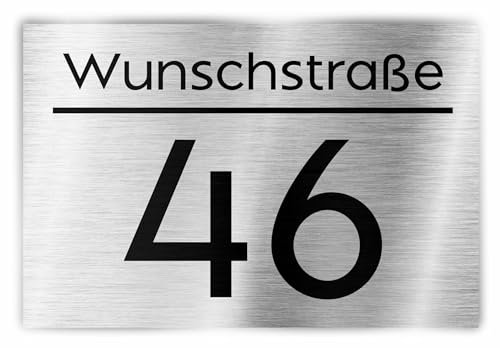 Premium Hausnummer | individuell anpassbar | Aluverbund silber gebürstet | UV Beständig | Witterungsfest - H1008