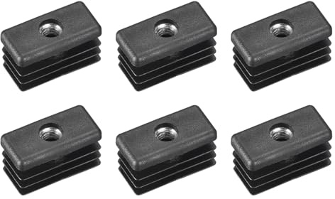 QUARKZMAN 6 Stücke Einsätze für Vierkantrohre mit M6 Gewinde, für 1,18 x0,59 OD Vierkantrohr, Schwarzer Kunststoffstopfen Rollenstuhl-Endkappen Möbelbein-Stecker