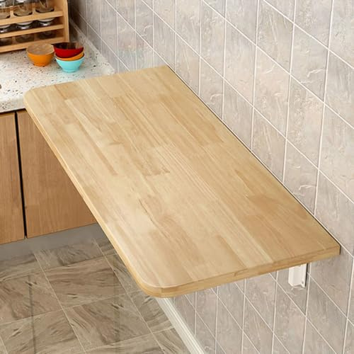 Mesa de Pared Abatible y Plegable para Cocina, Comedor y Niños - Con Soportes para Ahorrar Espacio (Color Nuez, 60 x 30 x 1,6 cm)
