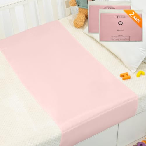 PROMEED Bettlaken für Babybett, 100 % Maulbeerseide, 23 Momme Seide, Stubenwagen-Schlupftuch für kahle Stellen, weiche und sichere Seidenbetthülle für den täglichen Gebrauch, Rosa, 2 Stück