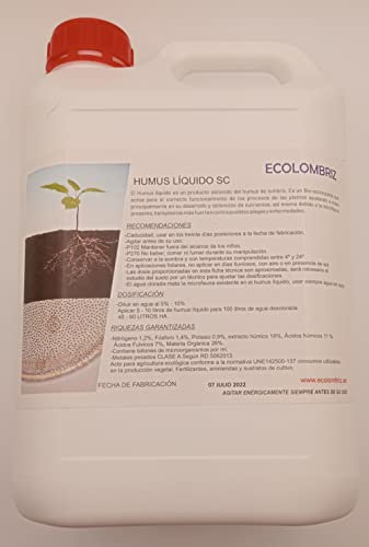 Humus líquido de lombriz ecológico super concentrado 10 litros
