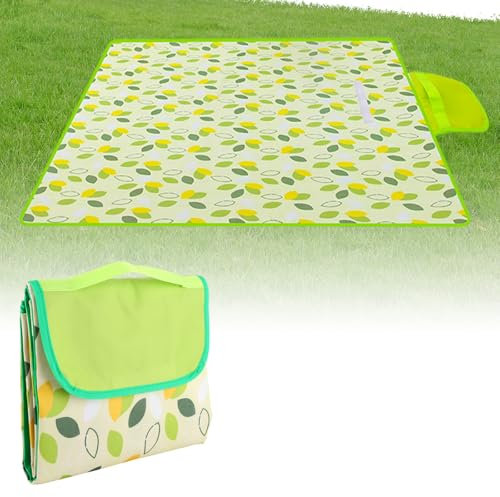 ASelected Picnic Blanket, Waterproof Picnic Mat 200x200cm Large Beach Blanket with Carrying Handle, Washable Foldable Picnic Blanket for Camping, Family Picnic, Park, Garden