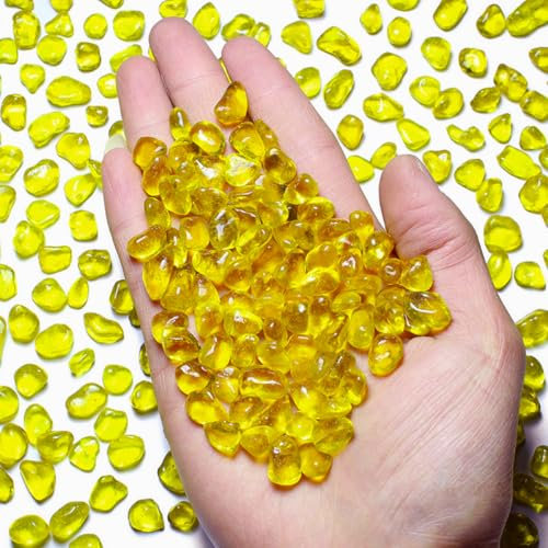 SEEKUP 1 LB (460g) Tumbled Irregular Sea Glass Gemstone Chips, Yellow