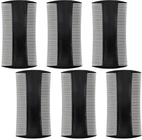6 Stück Bartkamm Fein, Bartkamm Schwarz Bartbürste Männer Doppelseitiger Läusekamm Kamm Männers Antistatischer Friseur Kamm Hochwertig Schuppenkamm Geburtskamm Läusekämme Bartpflege Set für Männer