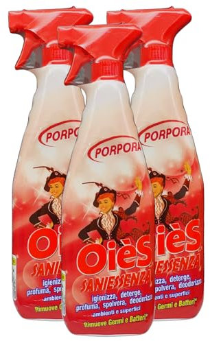 Detergente Spray Igienizzante - PORPORA - Deterge, Profuma, Spolvera, Deodora Ambienti e Superfici. Rimuove Germi e Batteri 750ml (3)