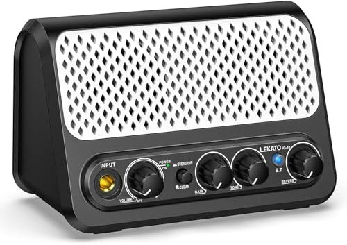 Mini Guitar Amp,LEKATO 10W Portable Electric Guitar Amplifier with Clean & Overdrive Channel,Reverb, and Bluetooth Connectivity (Black-White)